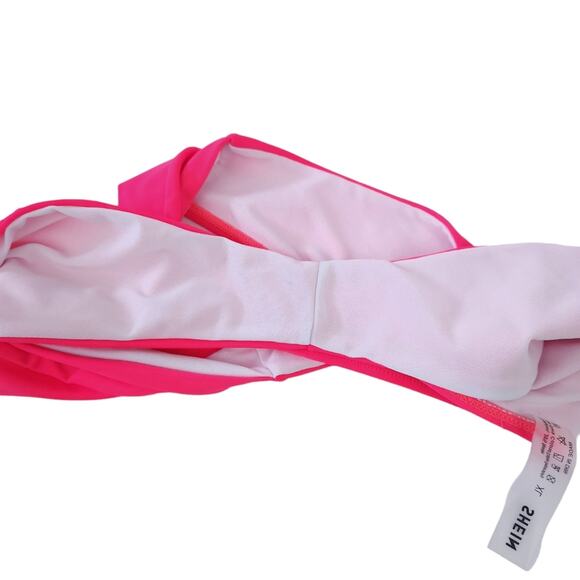 Shein Bikini XL Neon Pink Bikini Swimsuit Brazilian Cheeky Swim Bottoms - Picture 3 of 5